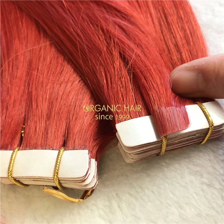 Seamless tape in hair extensions red color X107